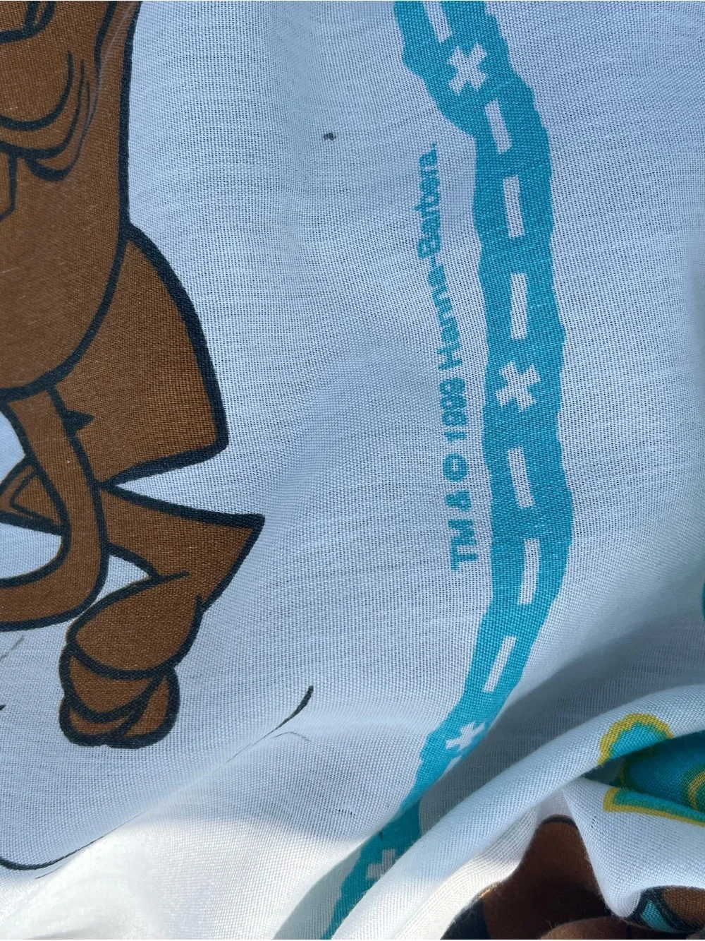 Vintage Dan River Scooby-Doo White Fitted Sheet with Brown Character Print